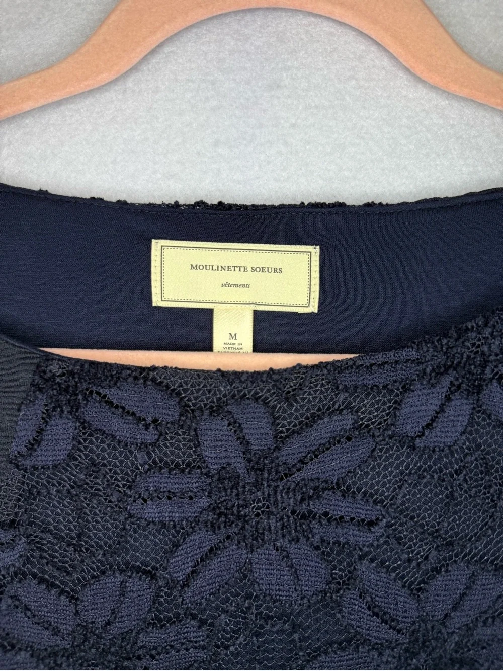 Anthropologie Moulinette Soeurs - Navy Lace-Panel Midi Sheath Dress - Size M - Picture 5 of 8